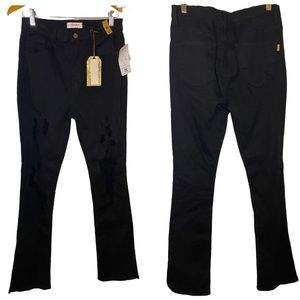 NWT Vibrant m.i.u Black Ripped Slight Flare Jeans